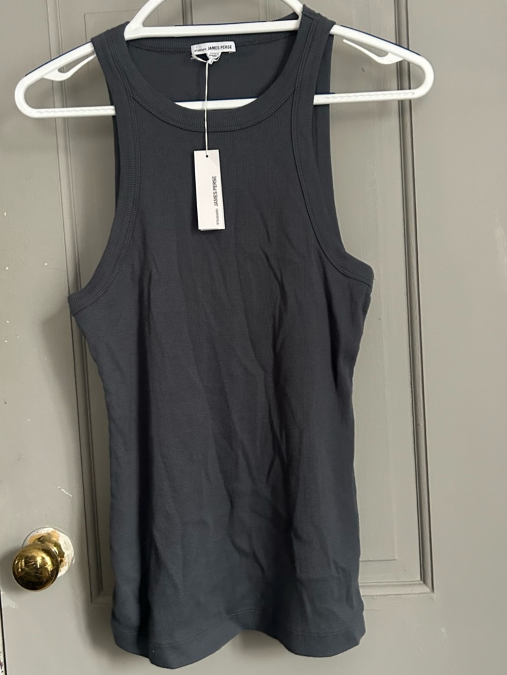 James Perse Standard Ribbed Tank Top Gray Size 2 NWT $85